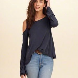 Hollister Cold Shoulder Bell Sleeve Top (S)